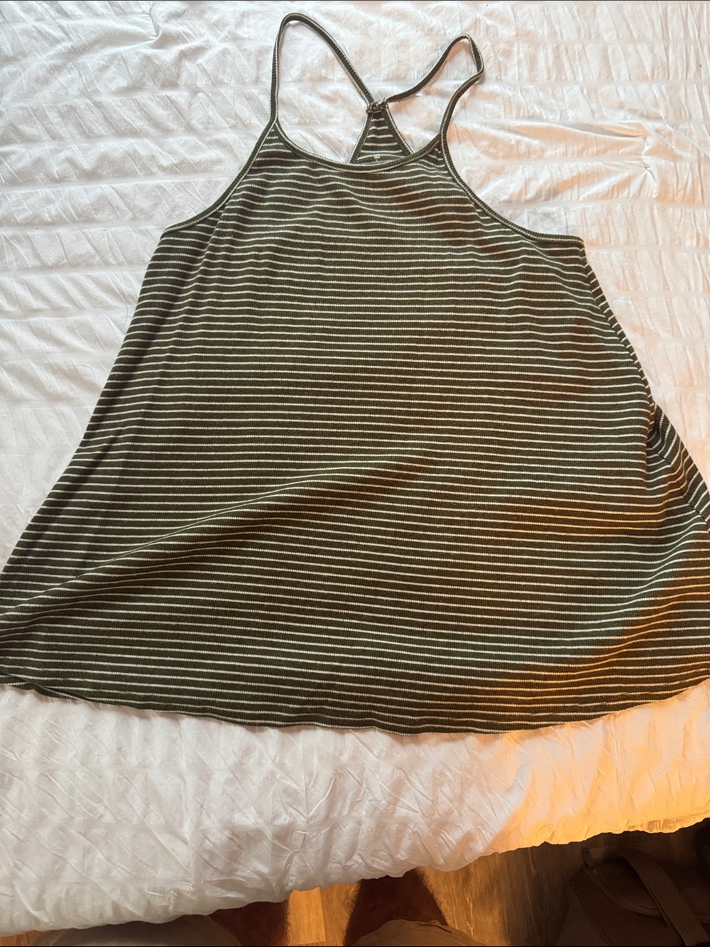 Striped Olive Green Racerback Tank Top